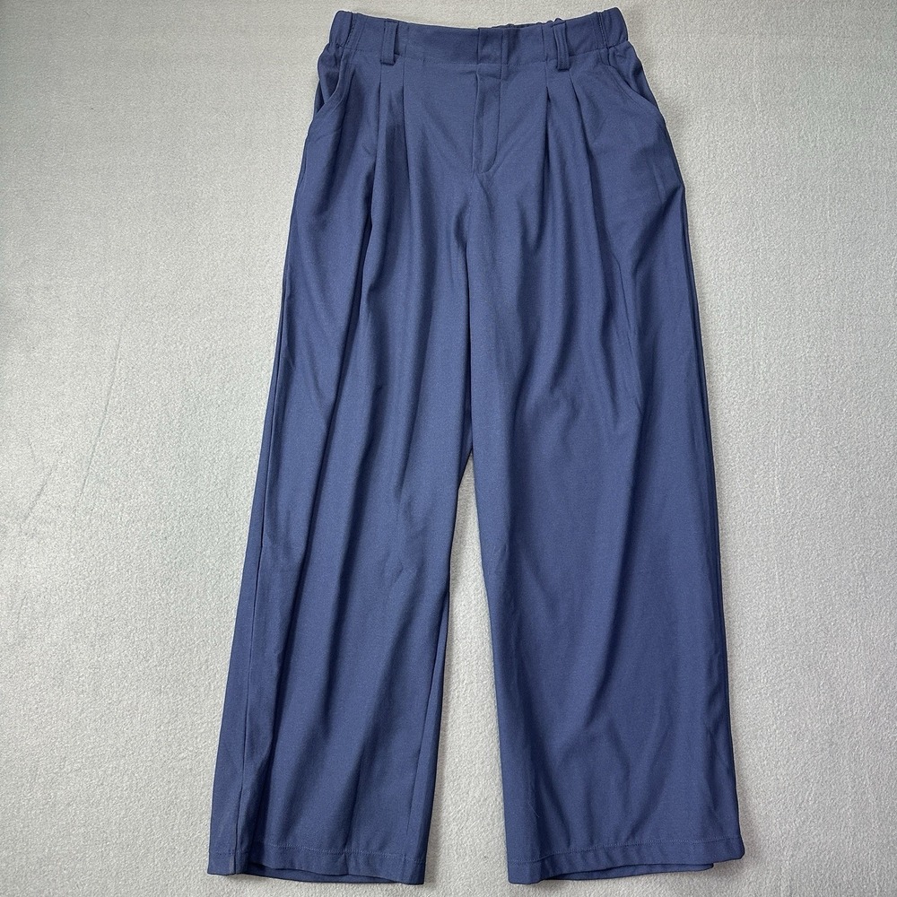 Halara High Waisted Plicated Side Pockets Wide Leg Waffle Pant Womens Large NEW